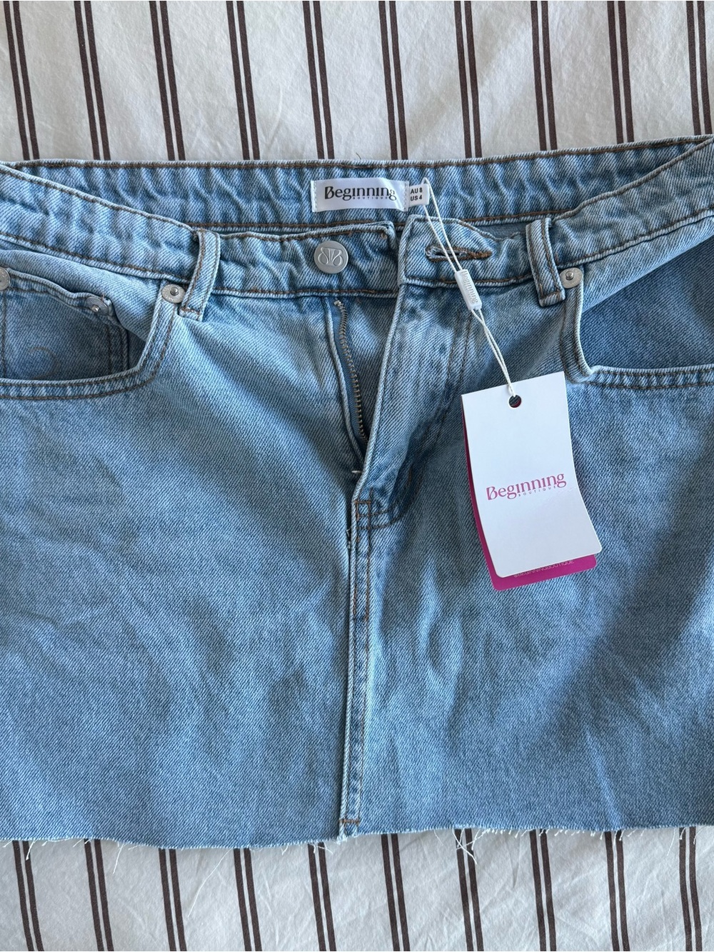 Beginning Boutique Light Blue Denim Skirt